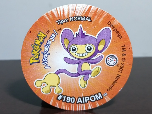Tazo De Pokemón 3 #190 Aipom Con Sticker Sin Despegar (: (Usado)