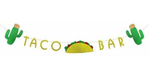 Hakpuotr Taco Bar Banner Con Cactus Y Taco, Tema Mexicano Cu