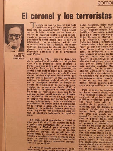 Revista Confirmado # 369 Julio 1972 Lanusse (Usado)
