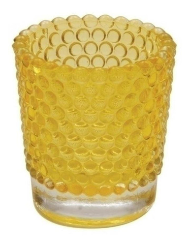 Castiçal De Vidro Amarelo 5,8 X 6,4 Cm Amarelo