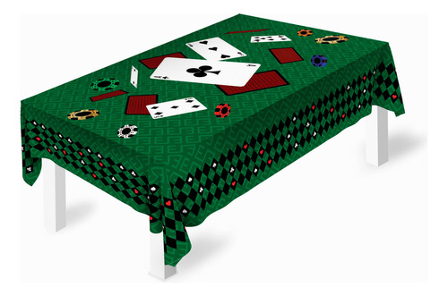 Toalha De Mesa Oxford Retangular Poker Cassino Verde