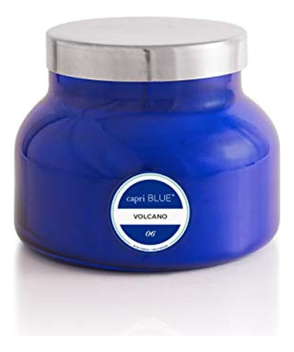 Vela Perfumada Azul Capri Con Portavelas De Vidrio - Mecha D