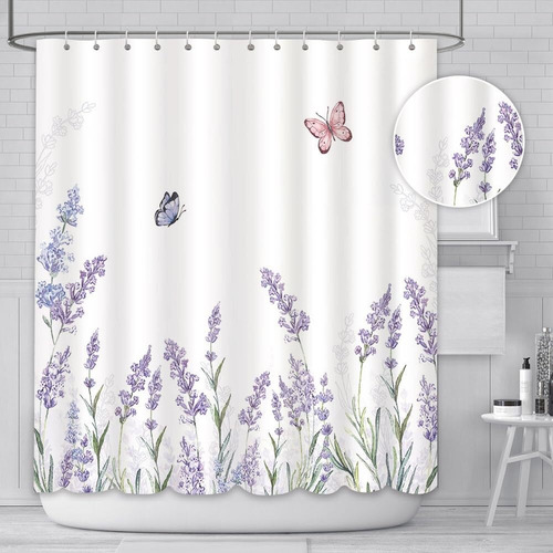 Cortina De Ducha De Lavanda De 180x180 Cm, Cortina De Baño