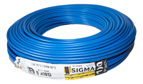 Cable Thhw #8 90c 600v Marca Sigma (rollo 100mts)