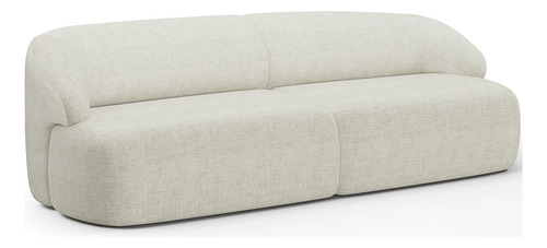 Sofá 3 Lugares Curvo Orgânico Living 220cm Barolo Linho Cru