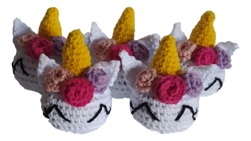 Set De 6 Llaveros De Unicornio Tejidos A Crochet