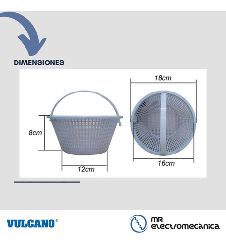 Imagen 7 de 10 de Canasto De Skimmer Vulcano 237000 Trampa De Pelo