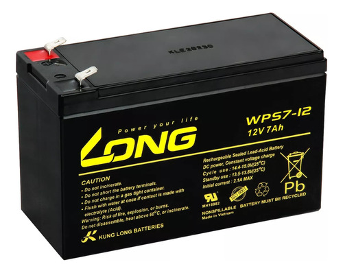 Bateria 12v 7ah Long Apc Mt270 P/ Nobreak, Alarme Segurança