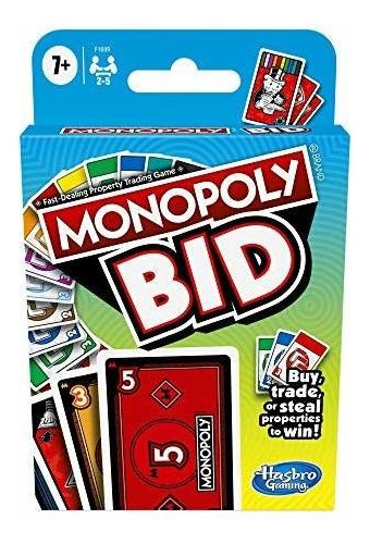Monopoly Bid Game, Juego De Cartas De Juego Rápido Para 