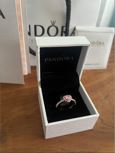 Anillo Pandora Corazón Rosa En Plata Bañado En Oro Rosa 14k Rosa Claro 5