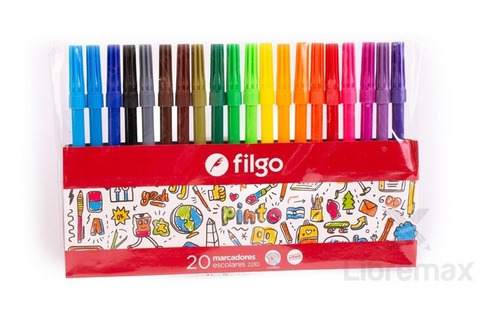Imagen 2 de 5 de Marcador Escolar Filgo Pinto 2210 Largo X20 Colores Al Agua