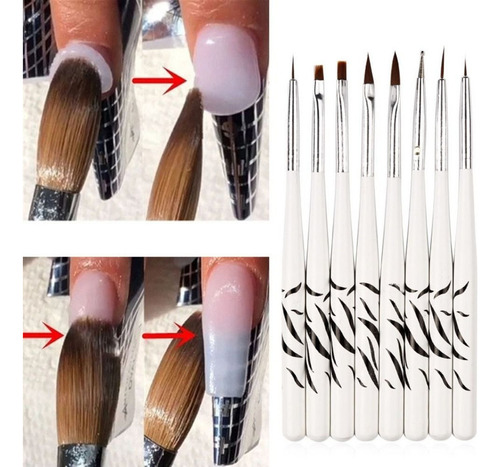 8 Peças De Pincel De Arte De Unhas Com Padrão De Zebra, Pinc