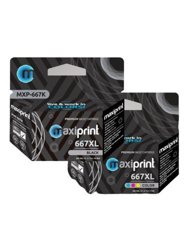 Combo Hp 667xl Negro Y Color Comp Maxiprint 1275, 2374, 2774