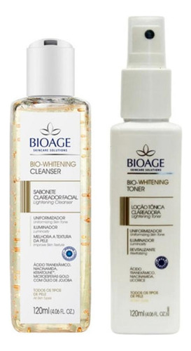 Kit Bio Whitening Sabonete Hidratante Toner Clareador Bioage