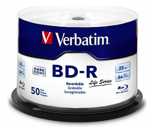 Disco Blu-ray Bd-r 6x 25gb Torre 50pk Verbatim Vb98172 /vc