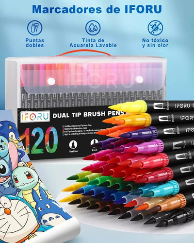 Marcadores Iforu 120 Colores De Doble Punta Con Puntas En P