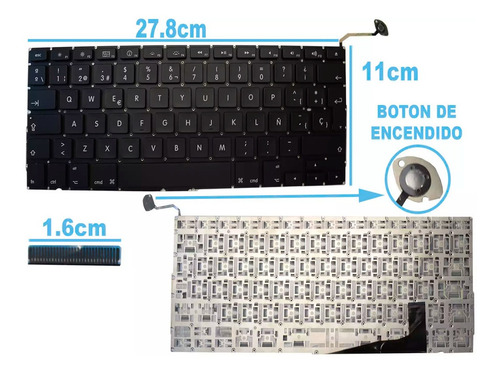 Teclado Apple Macbook Pro 15  A1286 2008-2012 Sin Frame  Sp 