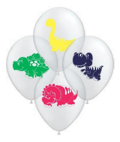 Globos Cristal Con Dinosaurios A Color  X10 Globelium