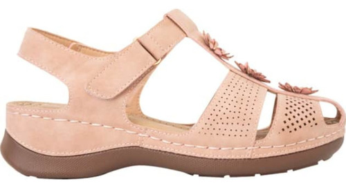 Sandalia Confort Flores Mujer Shosh Rosa
