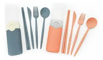 Comprar Snplowum Set Utensilio Viaje Estuche 2 Juego Paja Trigo Azul
