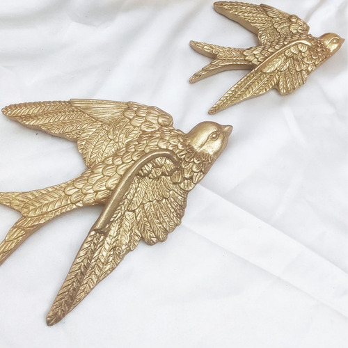 Elegante Escultura De Golondrina Elegante 15cmx18cmx3cm