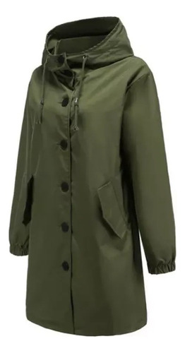 Gabardina Impermeable Chamarra Largos Dama Con Gorro Capucha