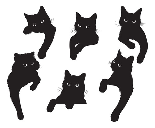 6 Pieza Gato Negro Mirando Fuera Esquina Troquel Metal