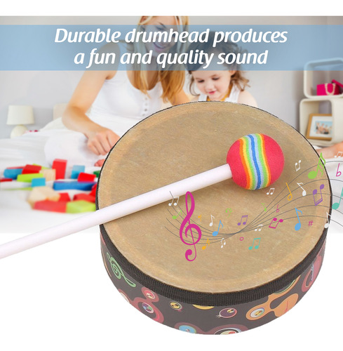 Tambor Portátil De 6 Pulgadas Con Baqueta - Orff Pussion