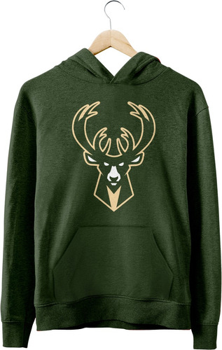  Buzo Canguro Nba Milwaukee Bucks Logo Alternativo Verde