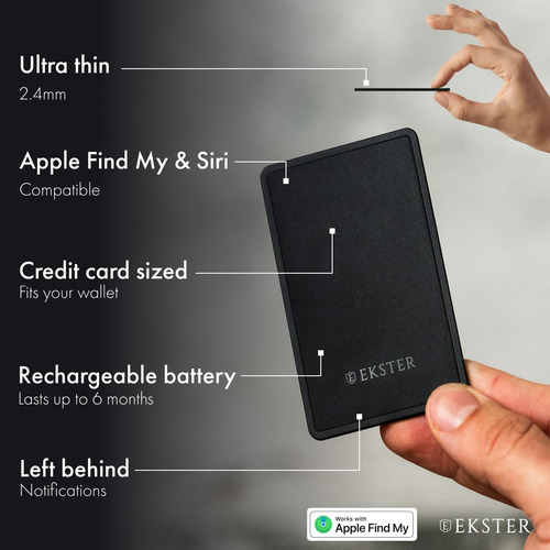 Ekster Tarjeta Localizadora Bluetooth Negra - Incluye Baterías - Localizador de Objetos Compacto y Práctico para tus Pertenencias.