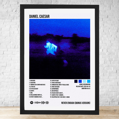 Cuadro Daniel Caesar 30x40 Con Vidrio Y Marco Madera C310 Negro Moderno