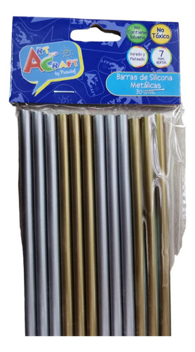 Barras De Silicona Metálicas 12un 30cms 7mm Doradoyplateado
