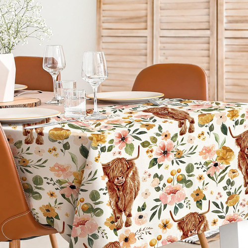 Anydesign Mantel Rectangular De Tela Floral Bohemio Con Dise