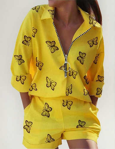 Conjunto De Camiseta Y Pantalón Corto De Verano Para Mujer