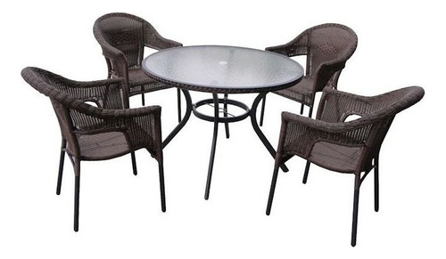 Conjunto Mesa Poltronas Em Rattan Jardim Varanda Atacama Mor Estrutura Marrom