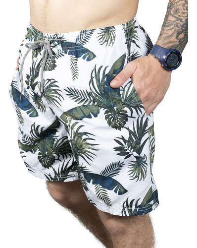 Short De Baño Flash Hombre Moda Blanco