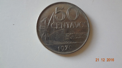 Lote 97 - Moeda Antiga Brasileira 50 Centavos De 1970
