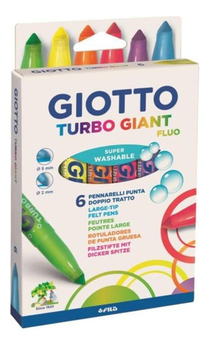 Canetinha Hidrocor Giotto Turbo Giant Fluo 6 Cores