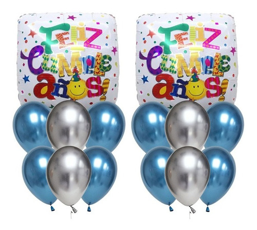 Pack 2 Uds Set De Globos Decoración 7 Uds Feliz Cumpleaños