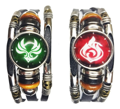 Pulsera Genshin Impact Brillante Elemento Pyro Y Anemo