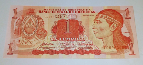 Billete De Honduras 1 Lempira 2010-p.84 Unc