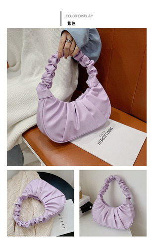 Bolsa De Hombro De Mujer Plisada Cloud Color Sólido Axila