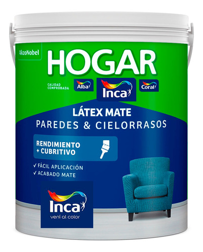 Látex Mate Paredes Y Cielos Rasos Hogar Inca 18 Litros