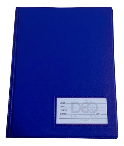 Pasta Catálogo Colorido Com 50 Envelopes E Visor 1/2 Oficio Cor Azul