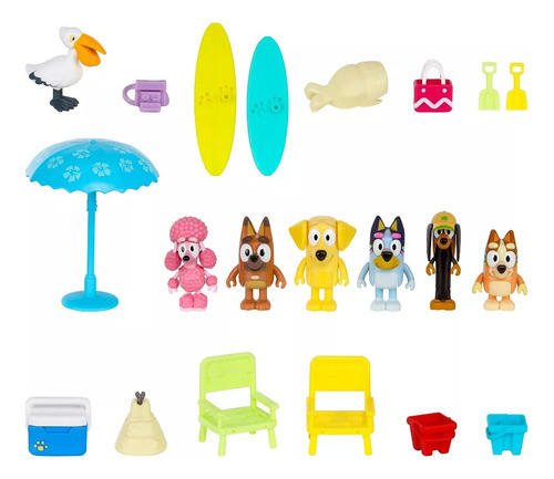 Bluey Y Sus Amigos Set Deluxe Playa Multipack Figuras