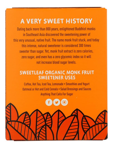 Sweetleaf Monk Fruit Edulcorante Orgánico En Gránulos 80 Paq