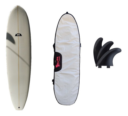 Tabla Surf 7'4'' Funboard Con Funda Y Quillas Stock Surfing 