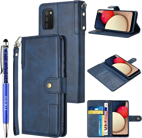 Funda Billetera Azul Diseno Magnetica Para Galaxy A02s