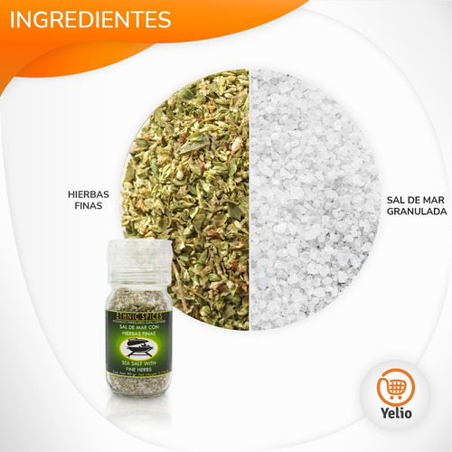 Kit 3frascos Mixtos De Sal En Grano Y Especias Con Molinillo