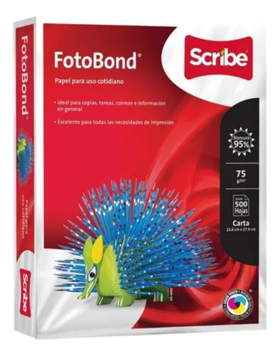 Hoja Tamaño Carta Fotobond Paq 500 Scribe Impresión Color Bc Color Blanco